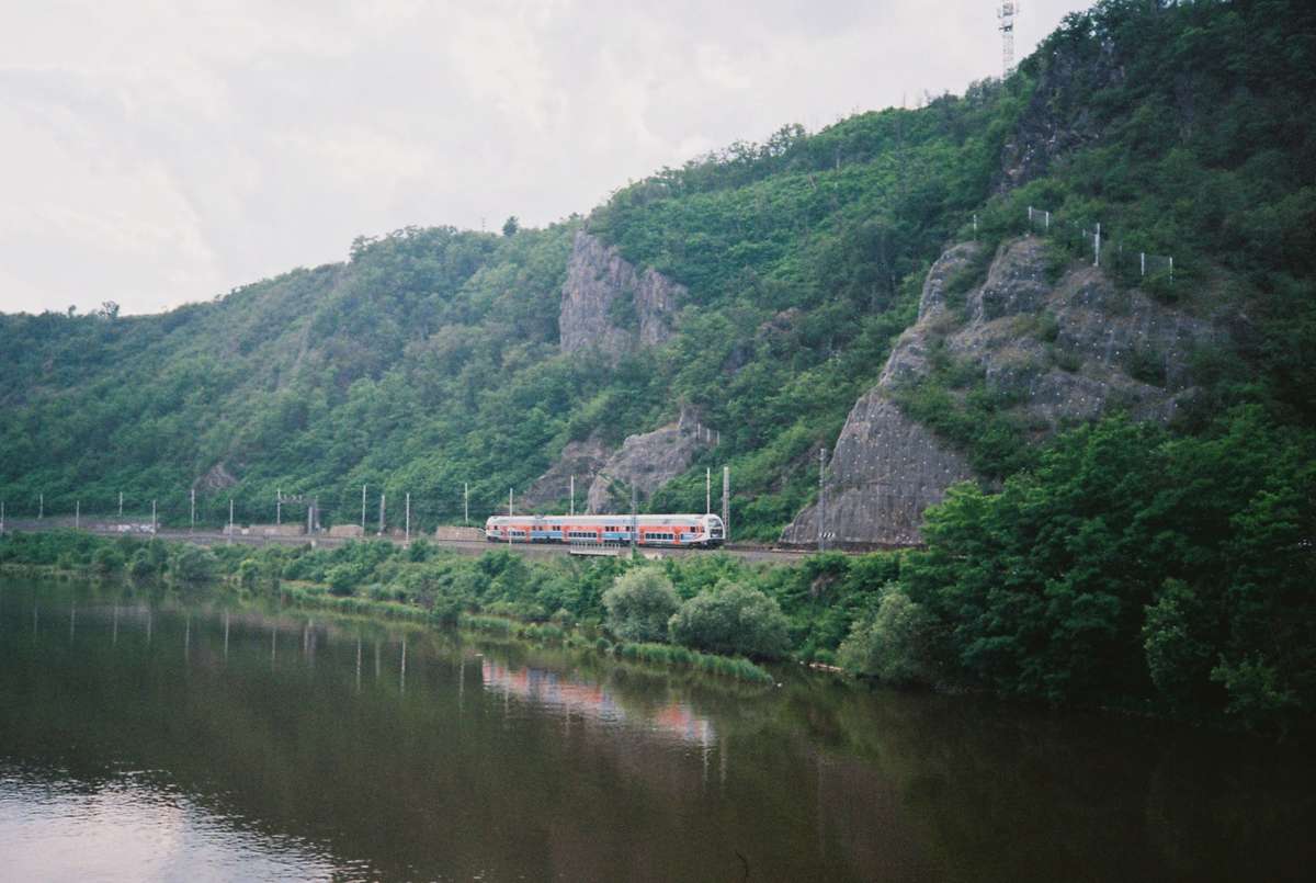 View from a cliff above the Vltava river. There